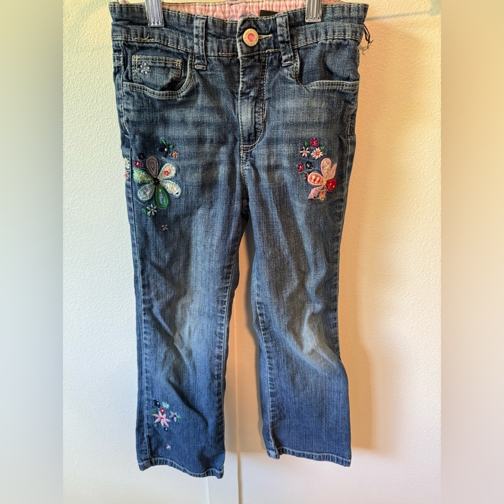 Suko Embroidered Butterfly Blue Jeans for Girls sz 6